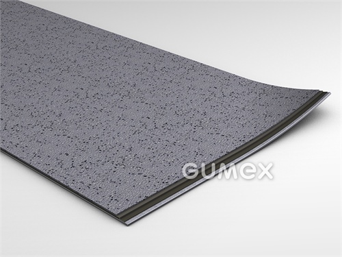 Podlahovina GRABO STOP 20JSK, tloušťka 2mm, šíře 2000mm, desén hrubý povrch, PVC, samozhášivá (EN 45545-2), světle šedá